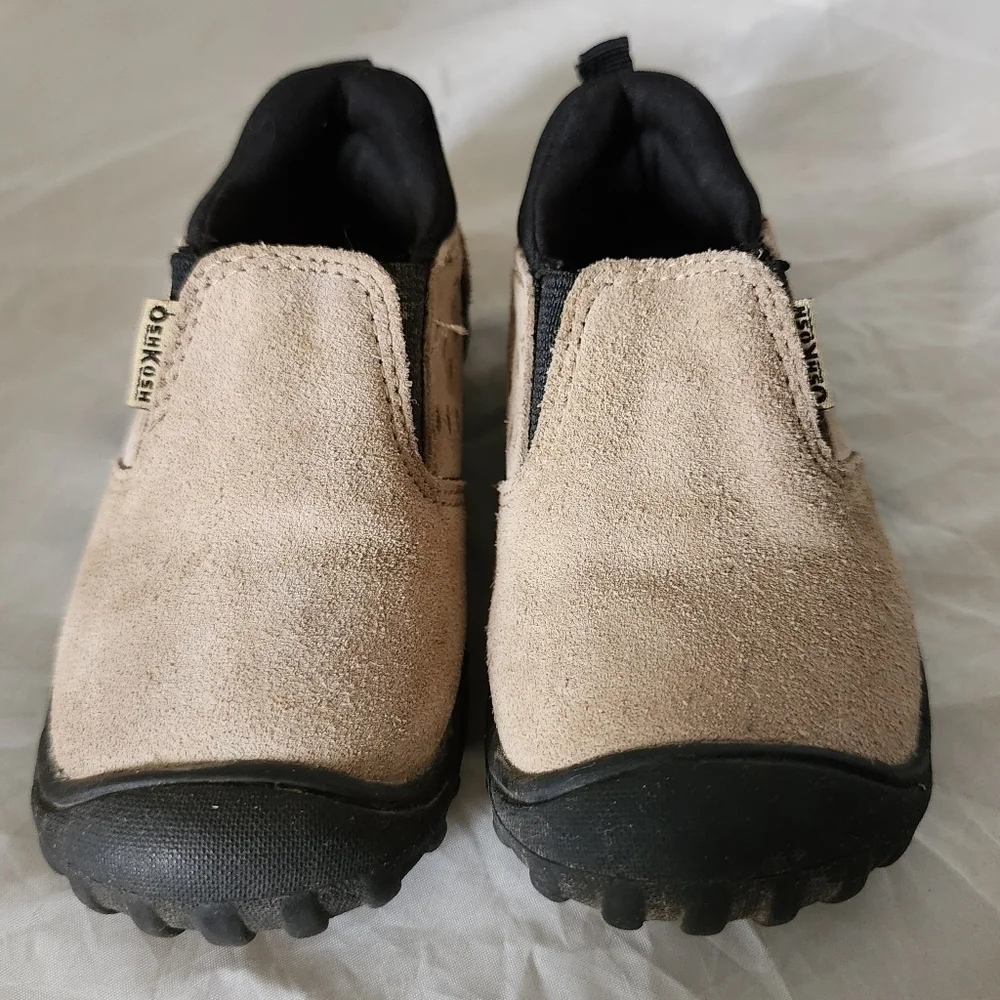 Osk Kosh B'gosh Samuel Infant Size 5 M Tan Leather Slip On Baby Toddler Shoe EUC